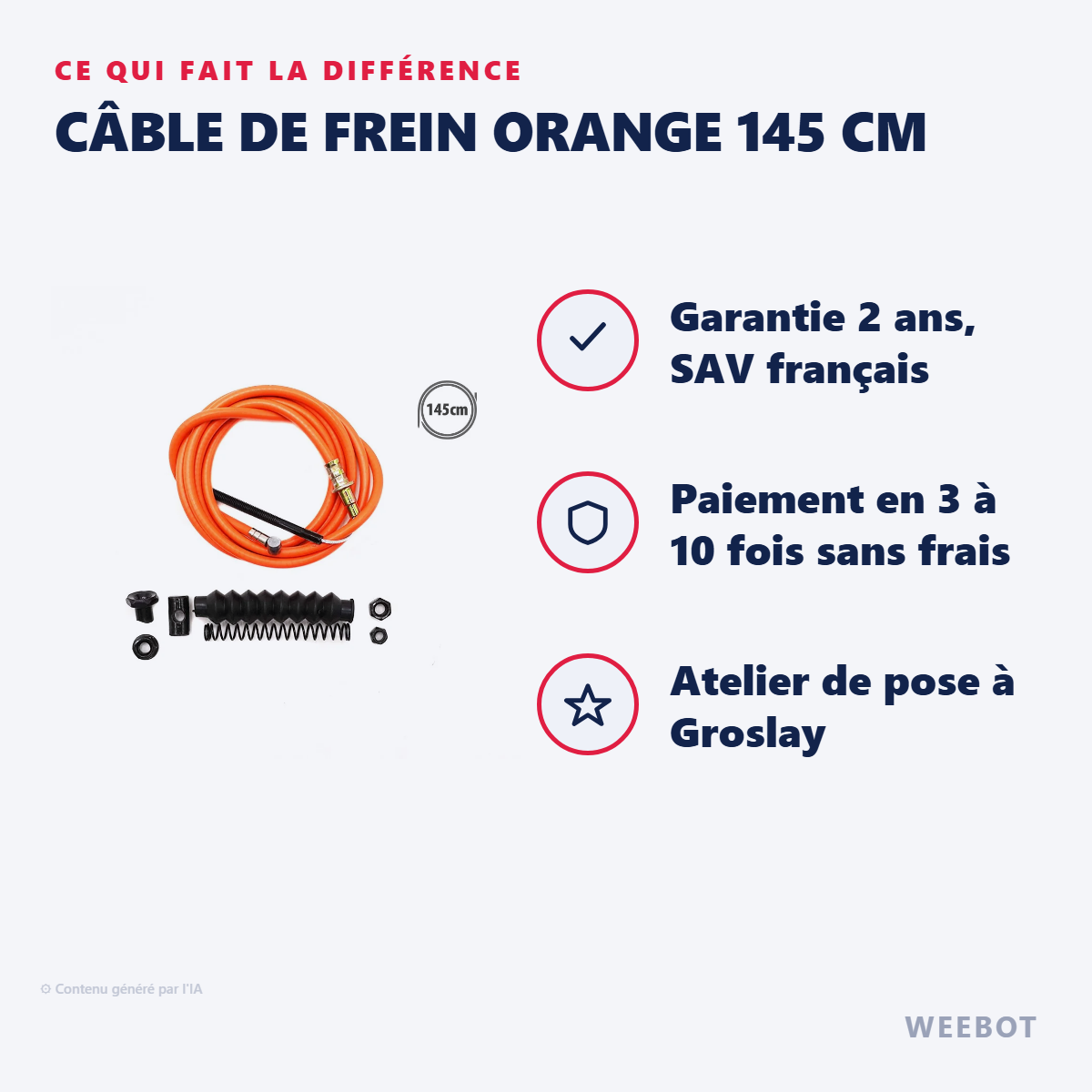 Câble de Frein Orange 145 cm : les points forts
