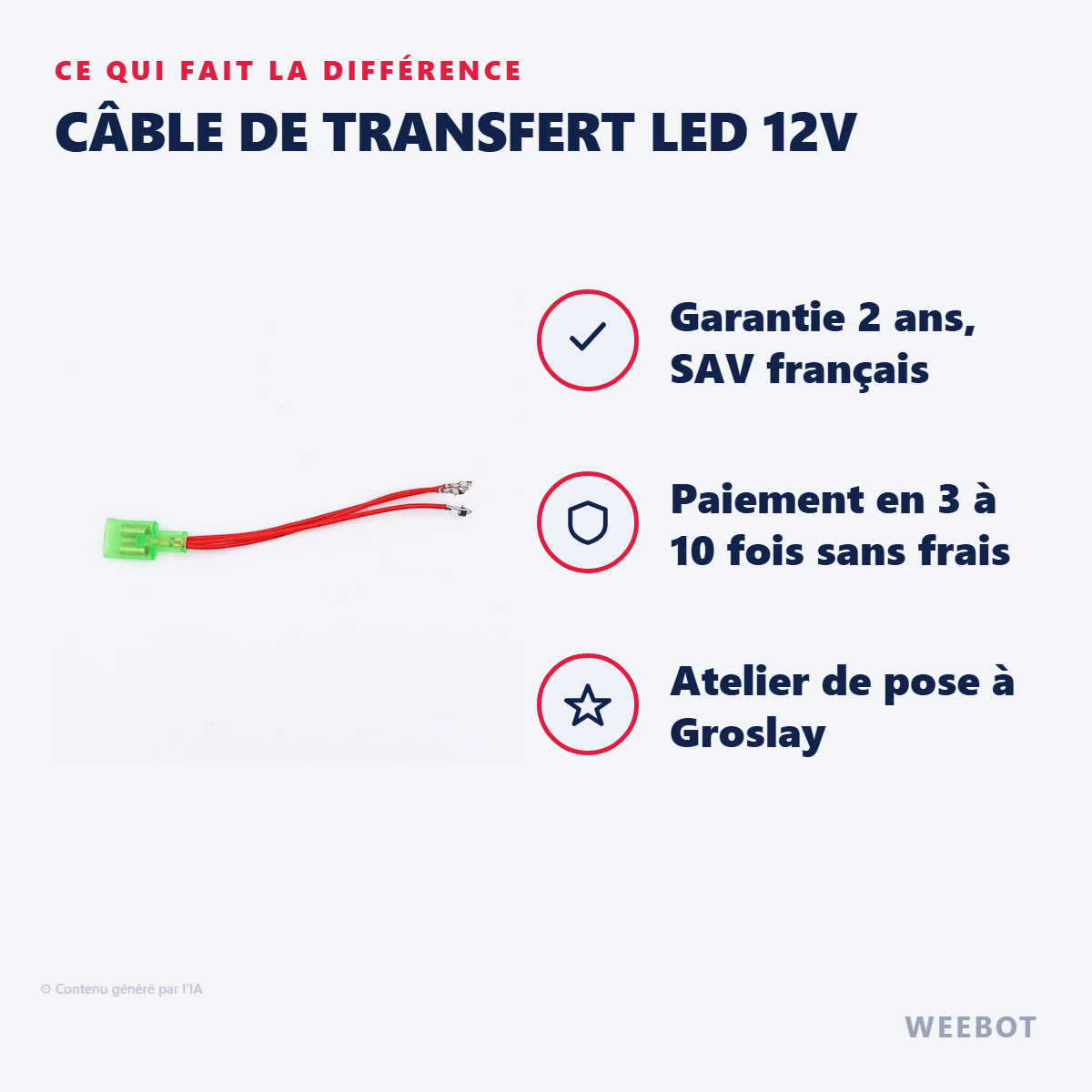 Câble de Transfert LED 12V pour Trottinette Électrique Dualtron - Weebot