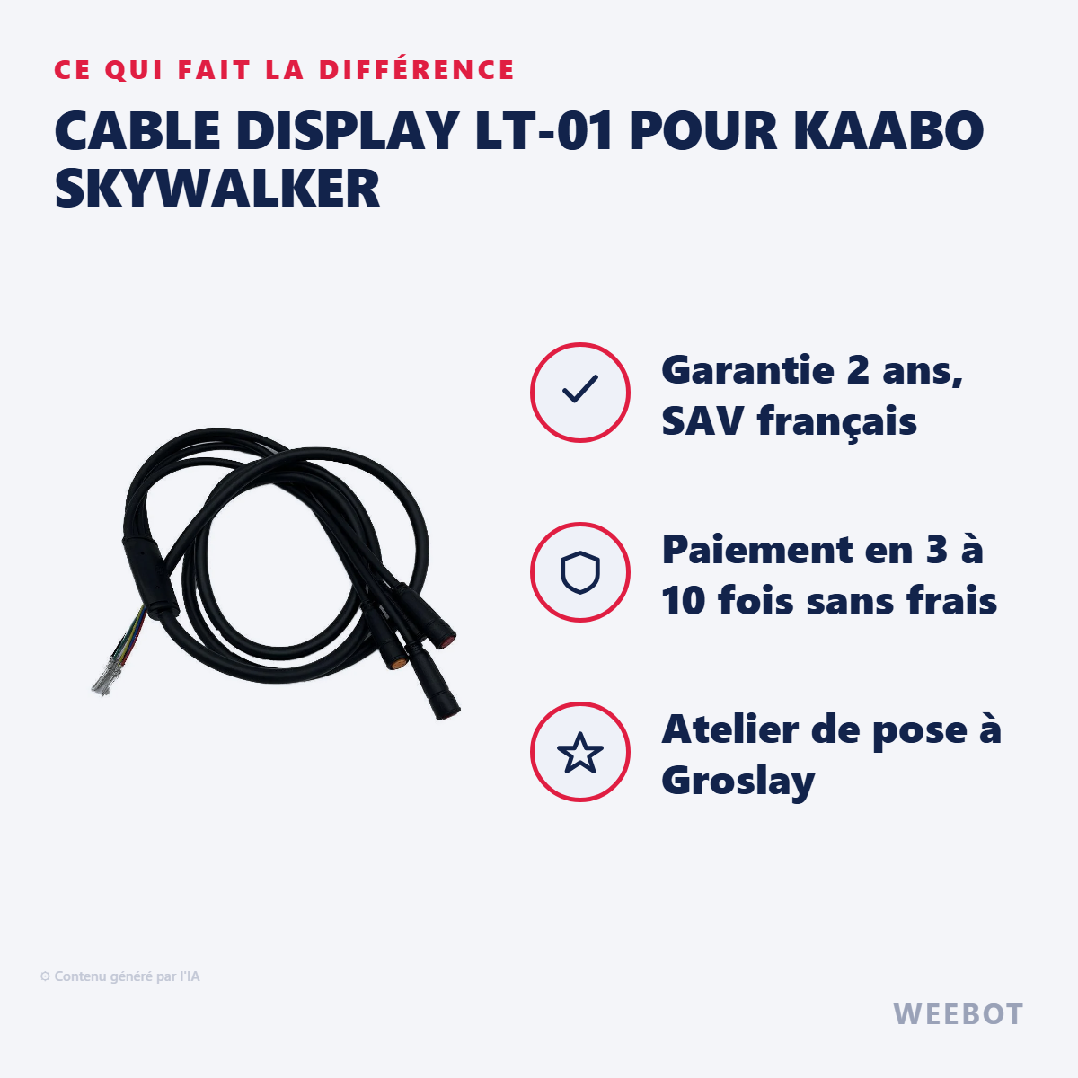 Cable Display LT-01 pour Kaabo Skywalker : les points forts