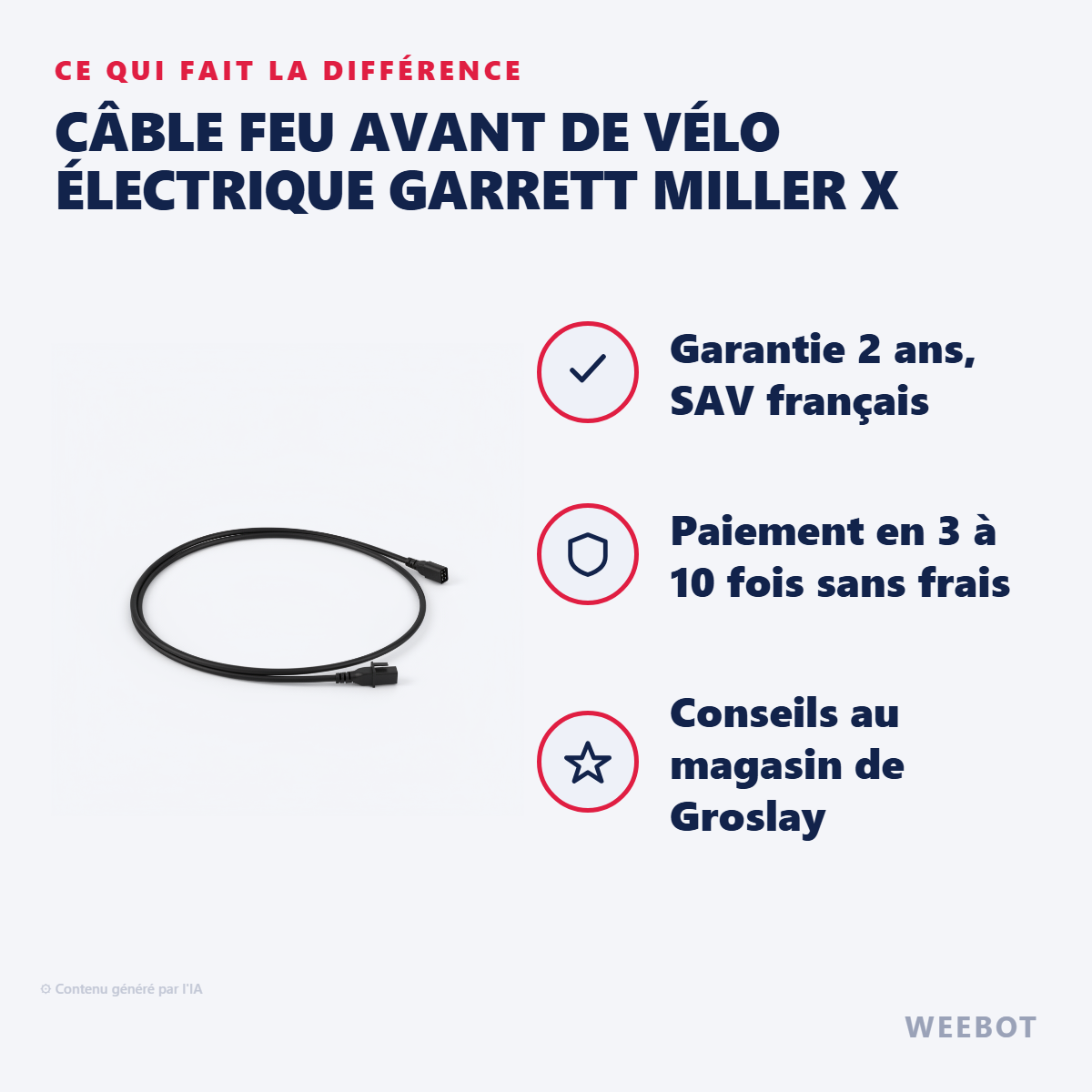 Câble Feu Avant de Vélo Électrique Garrett Miller X : les points forts