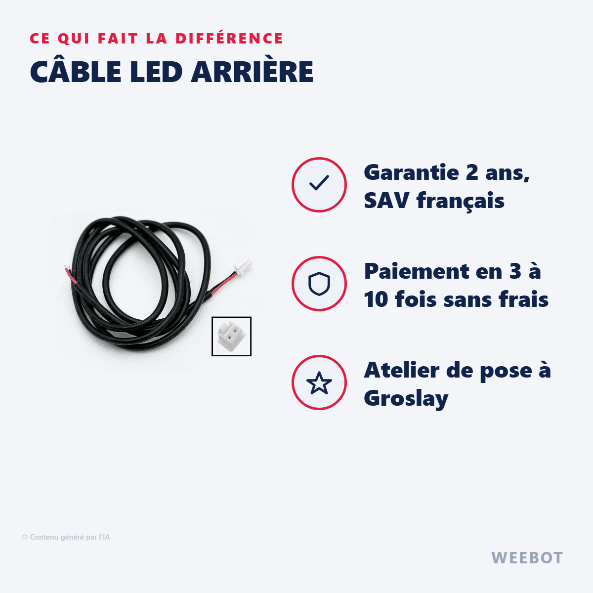 Câble LED Arrière pour Trottinette Électrique Ninebot F40 - Weebot