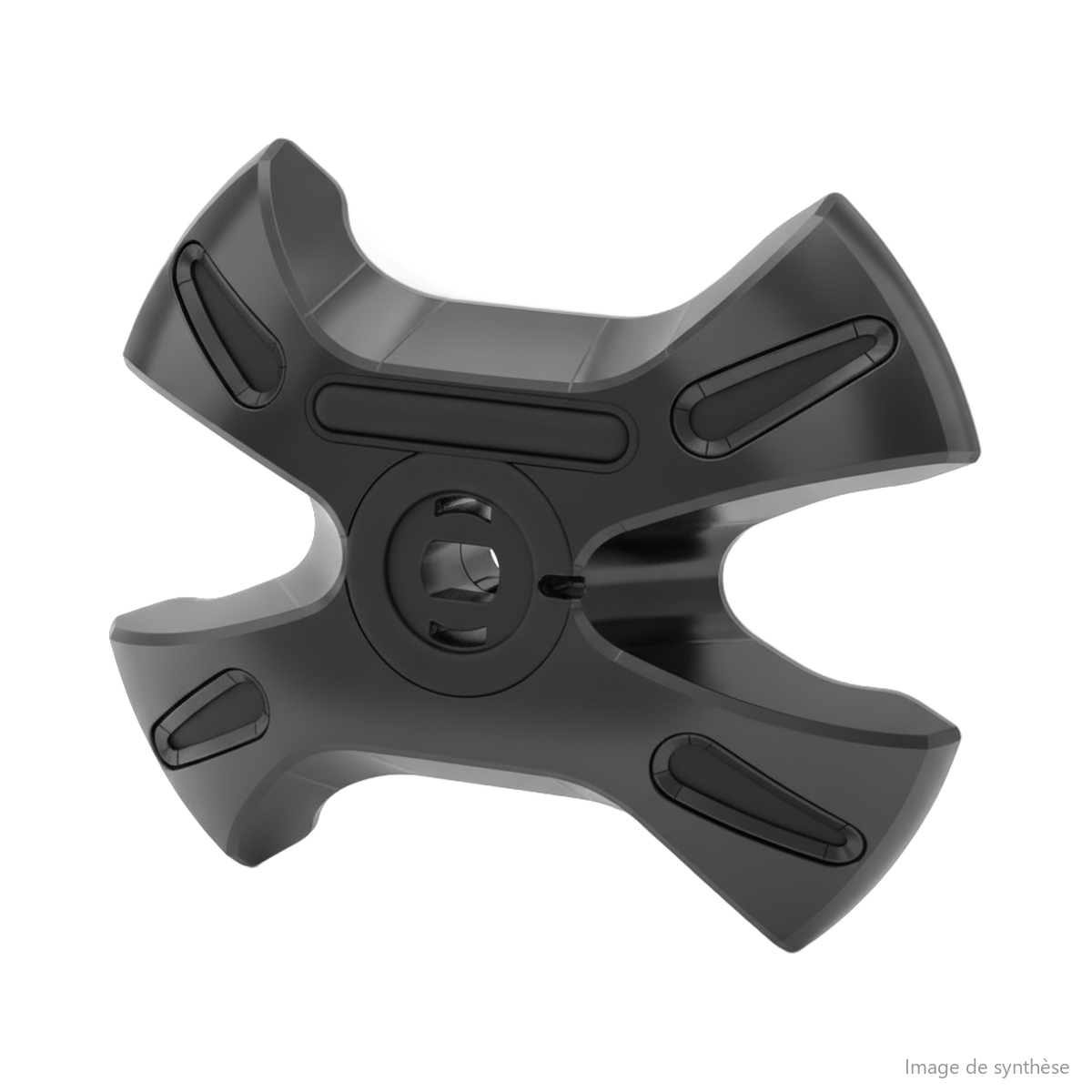 Illustration d'un cache moteur noir chromé pour trottinette électrique Dualtron X