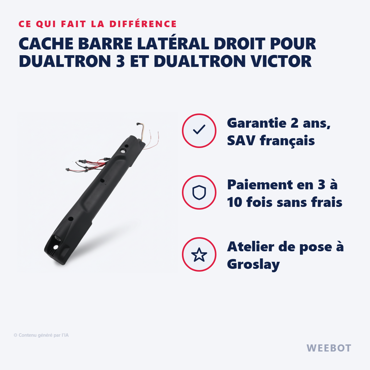 Cache Barre Latéral Droit pour Dualtron 3 et Dualtron Victor : les points forts