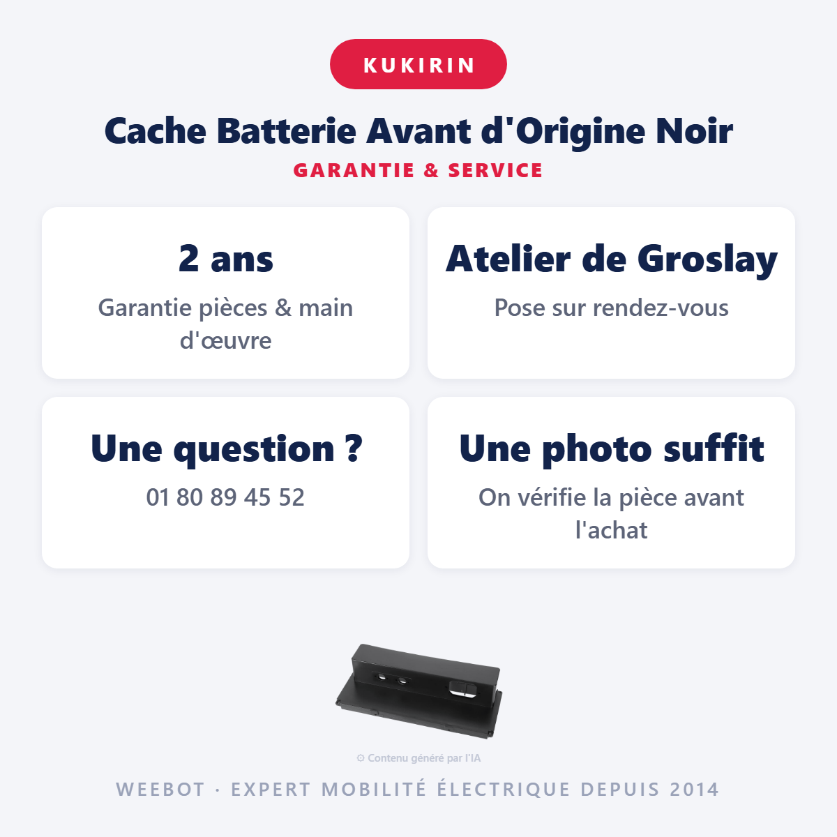 Cache Batterie Avant d'Origine Noir : garantie 2 ans et service après-vente