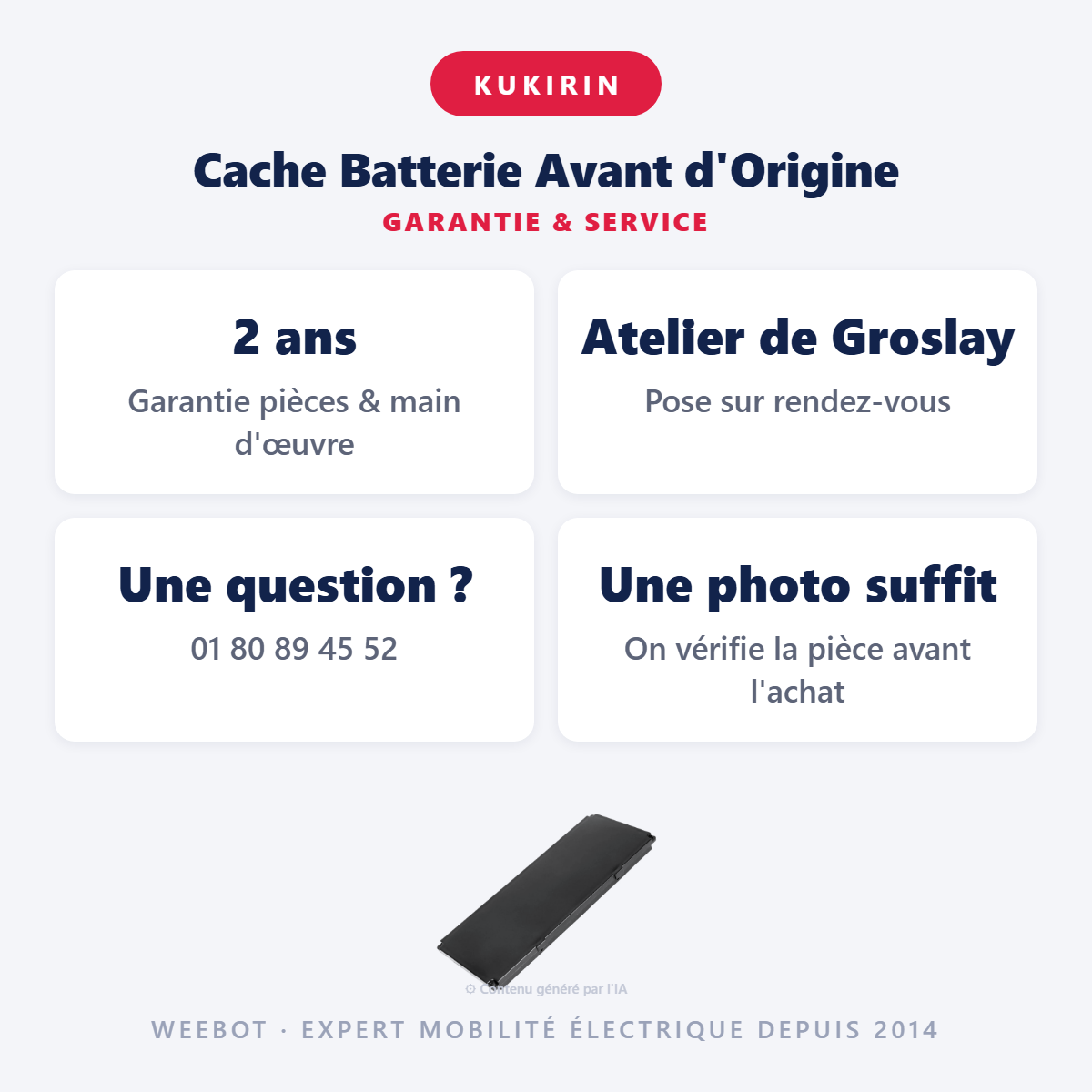 Cache Batterie Avant d'Origine : garantie 2 ans et service après-vente