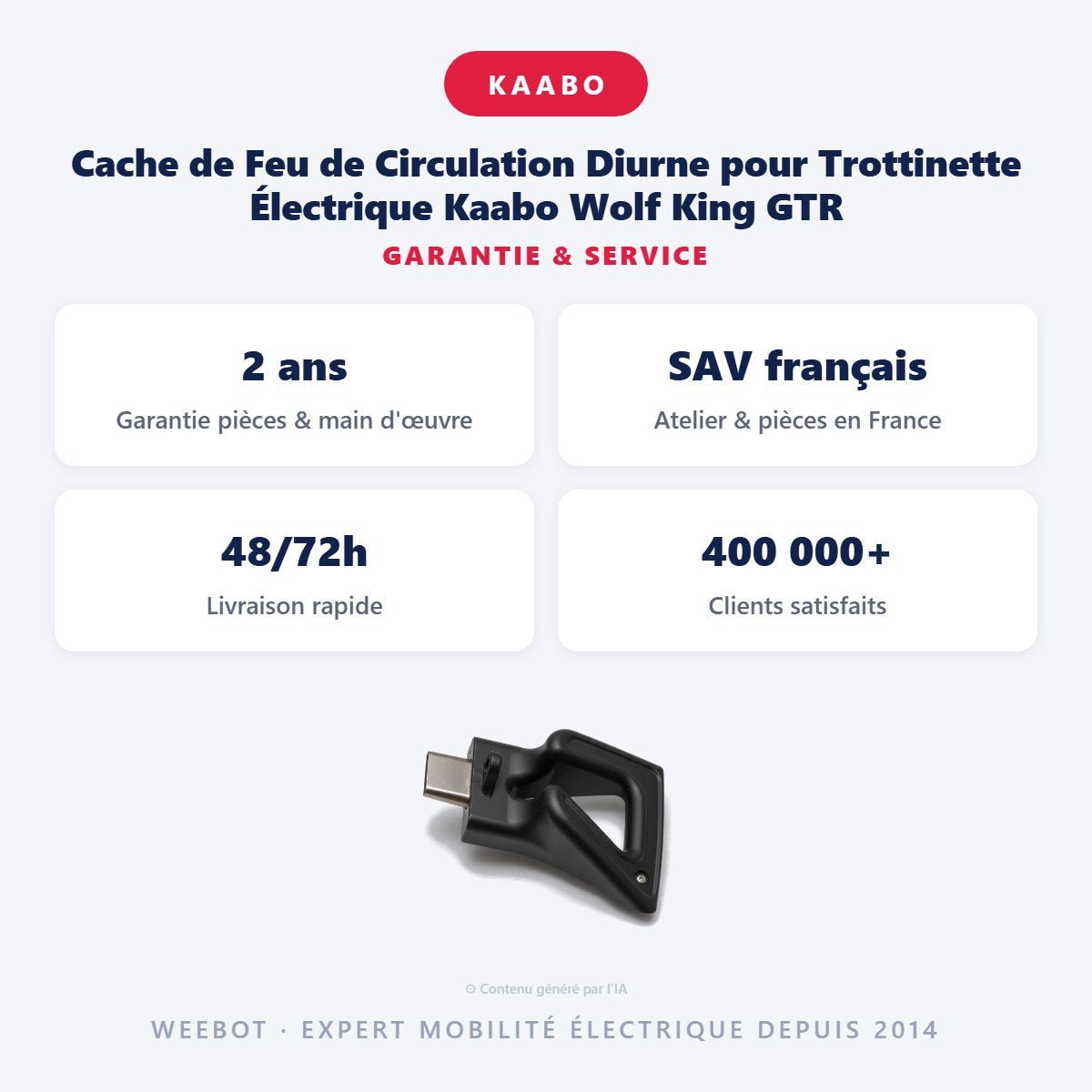 Cache de Feu de Circulation Diurne pour Trottinette Électrique Kaabo Wolf King GTR - Weebot