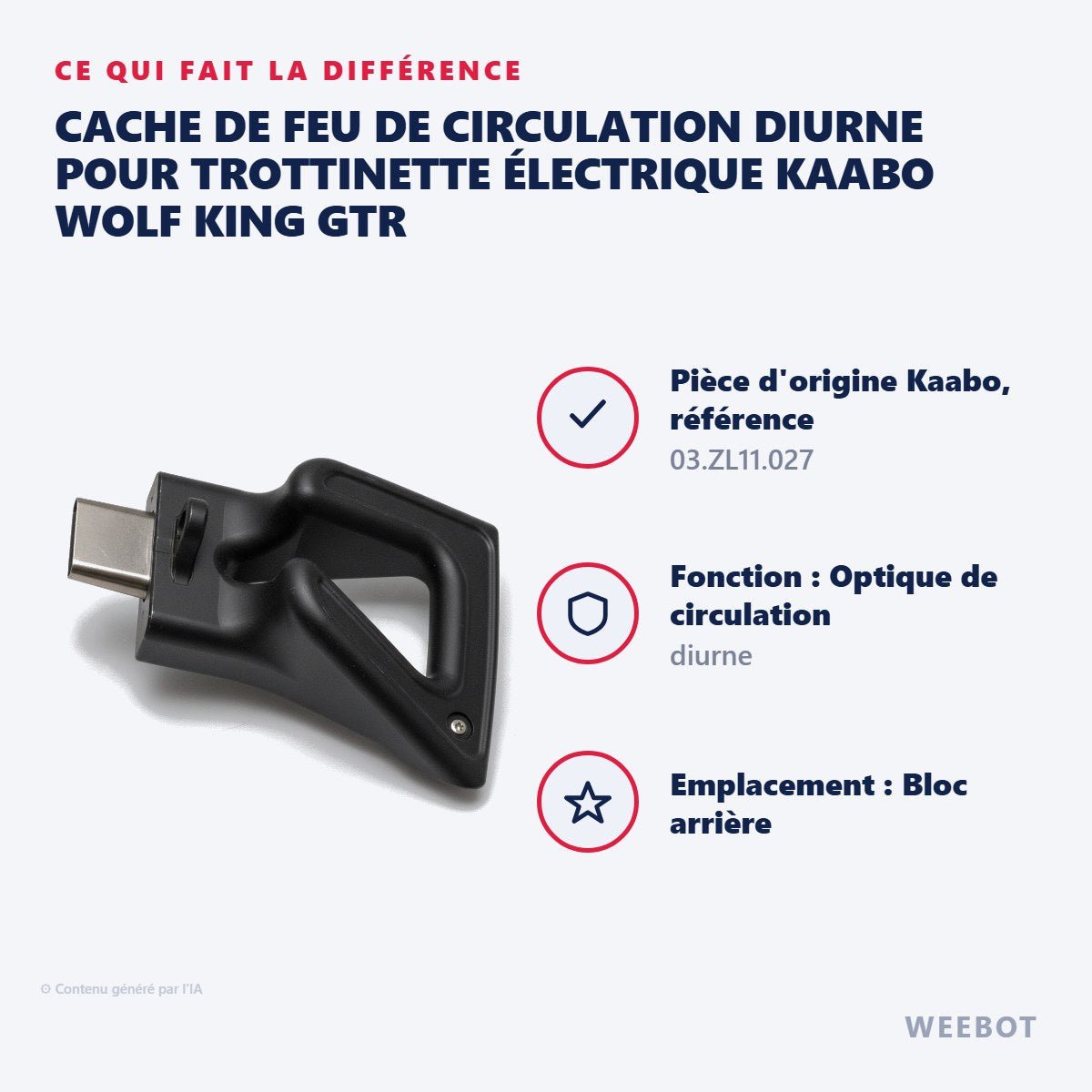 Cache de Feu de Circulation Diurne pour Trottinette Électrique Kaabo Wolf King GTR - Weebot