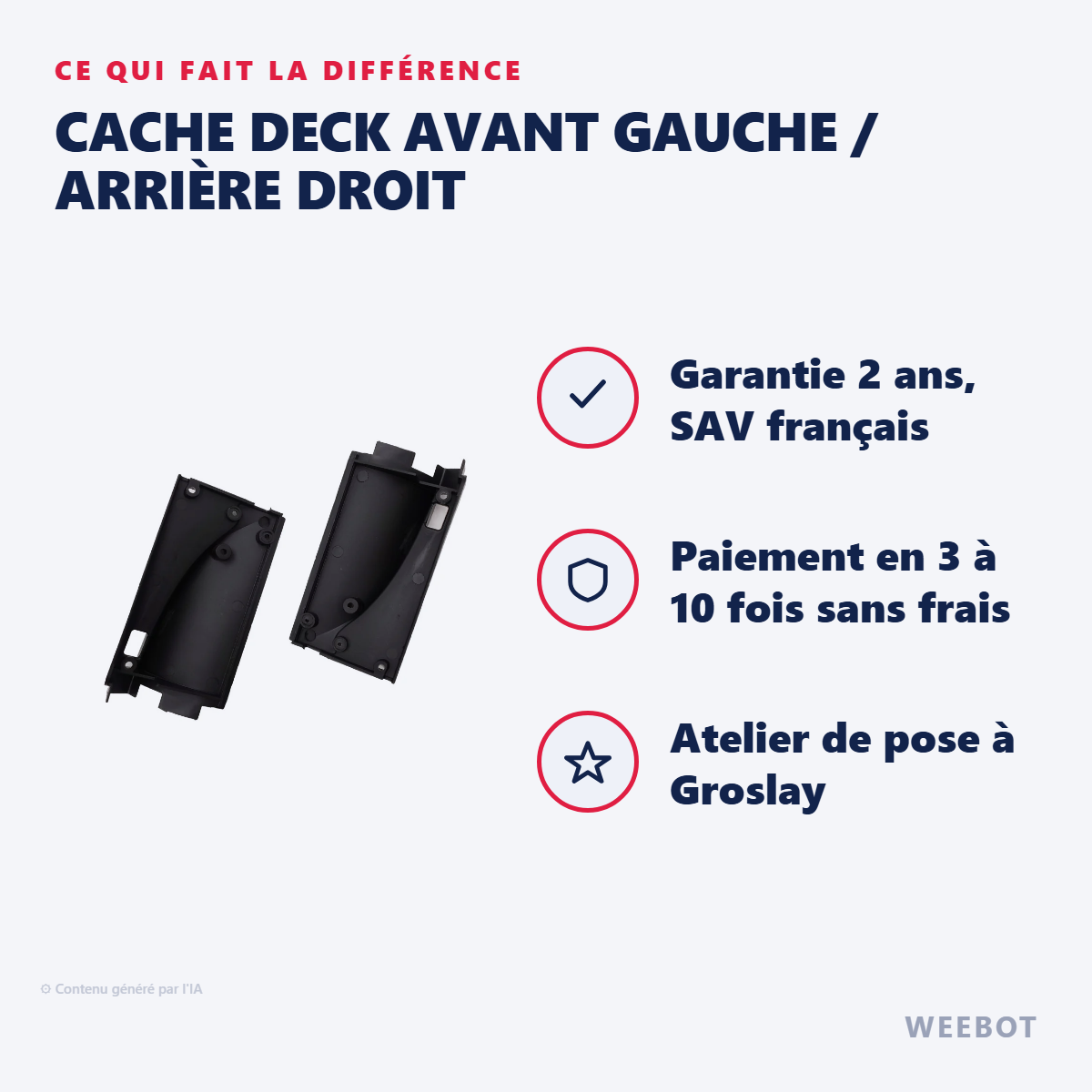 Cache Deck Avant Gauche / Arrière Droit : les points forts