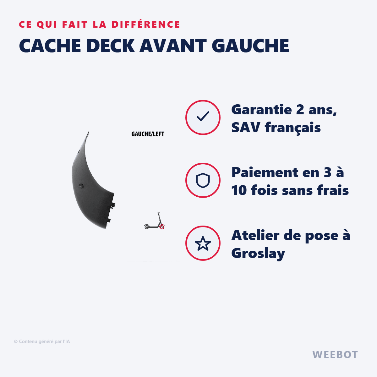Cache Deck Avant Gauche pour Trottinette Électrique Ninebot Segway Max G2 - Weebot