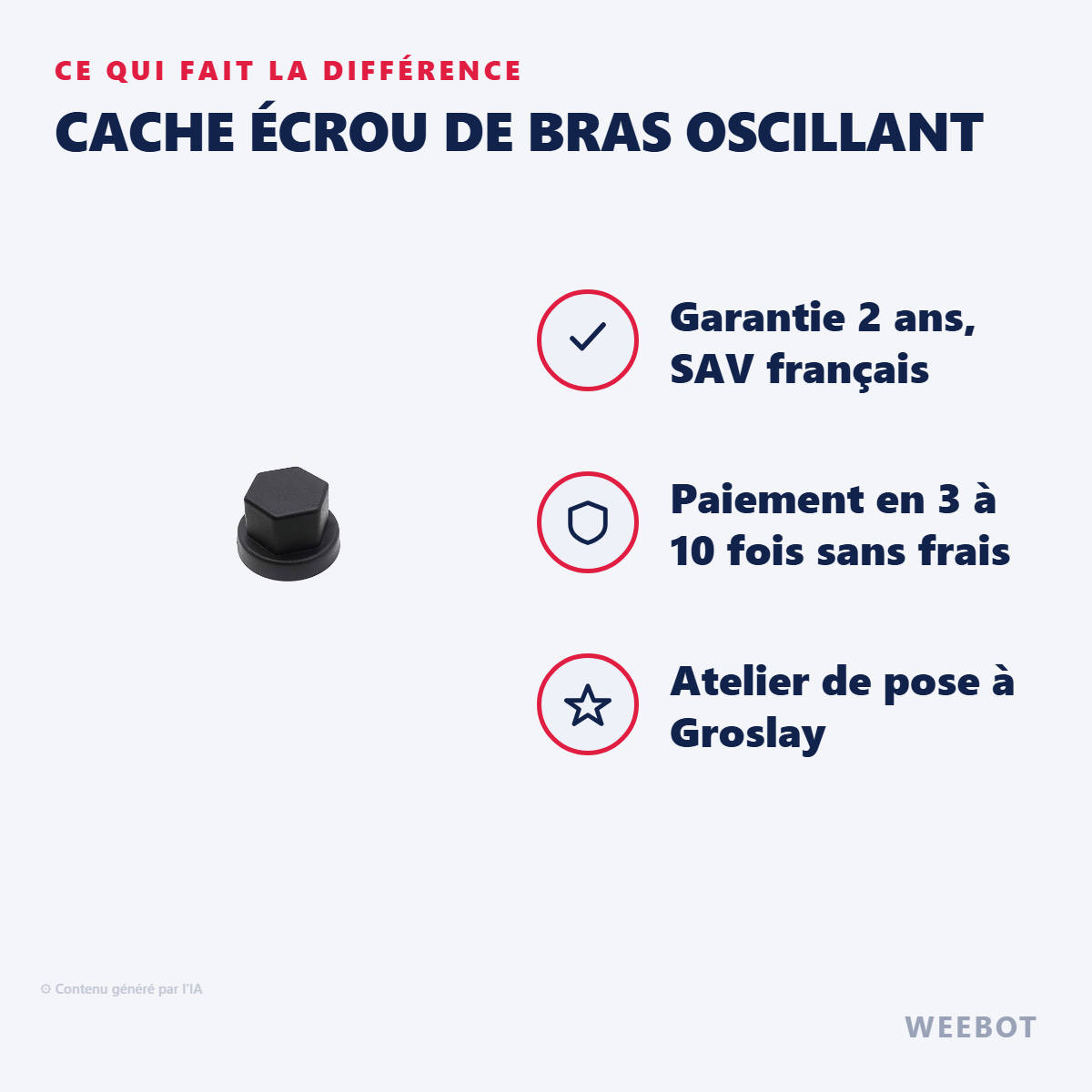 Cache Écrou de Bras Oscillant : les points forts
