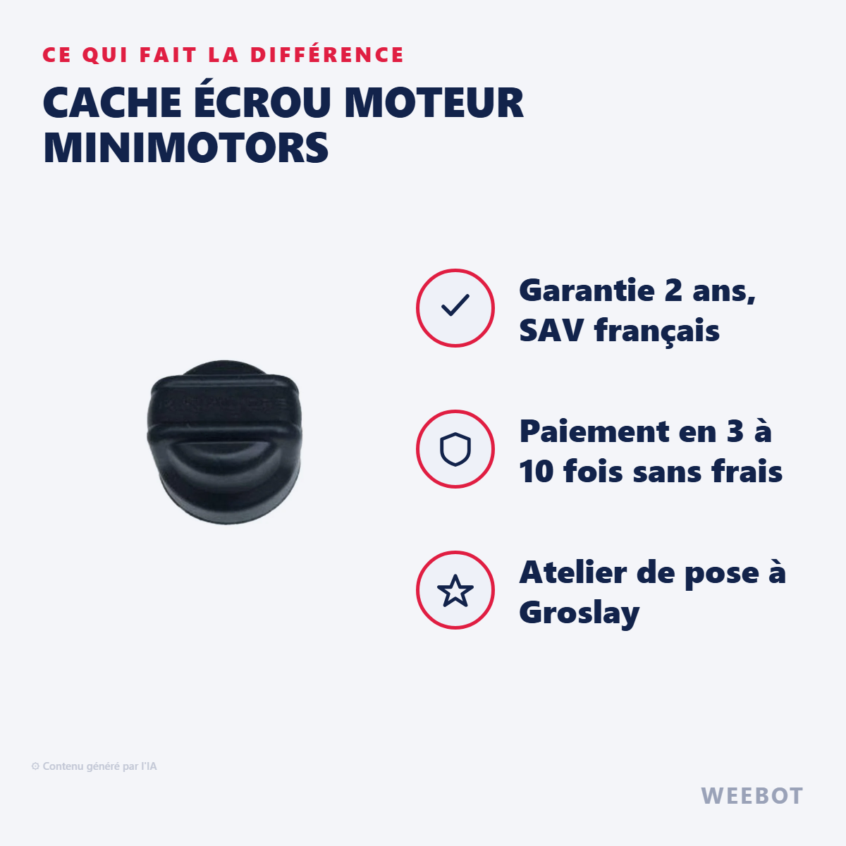 Cache Écrou Moteur Minimotors : les points forts