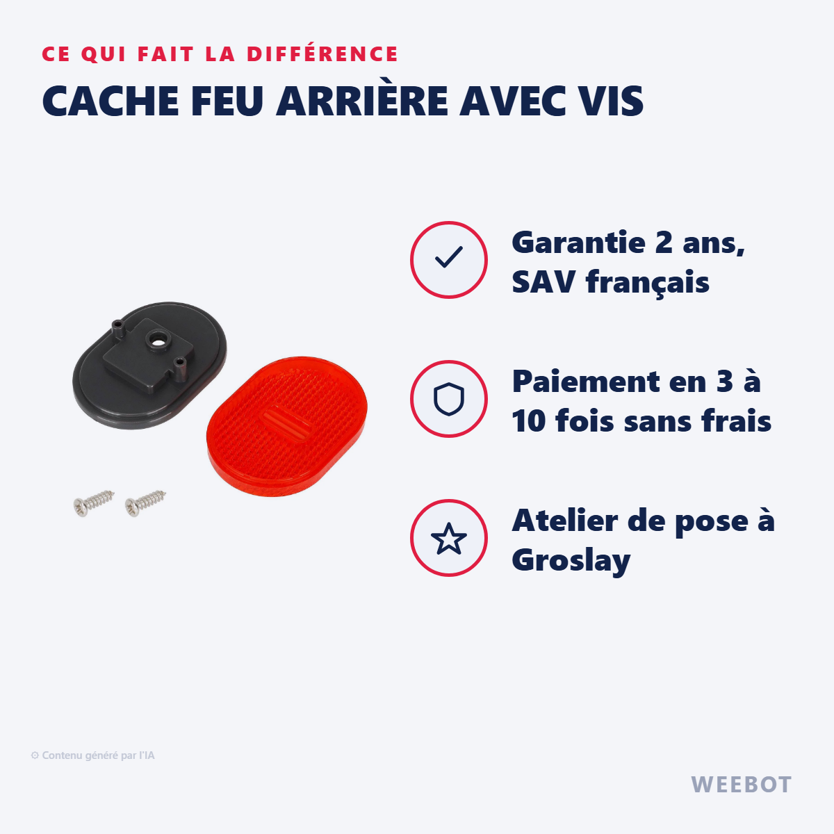 Cache Feu Arrière avec Vis : les points forts