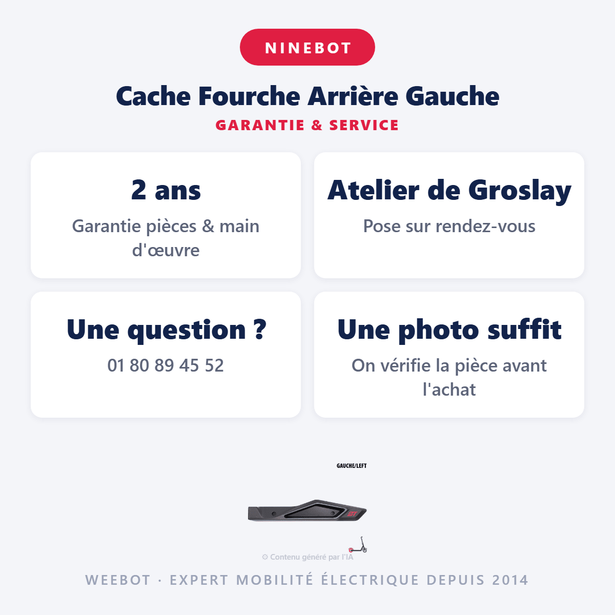 Cache Fourche Arrière Gauche pour Trottinette Électrique Ninebot Segway ZT3 Pro - Weebot
