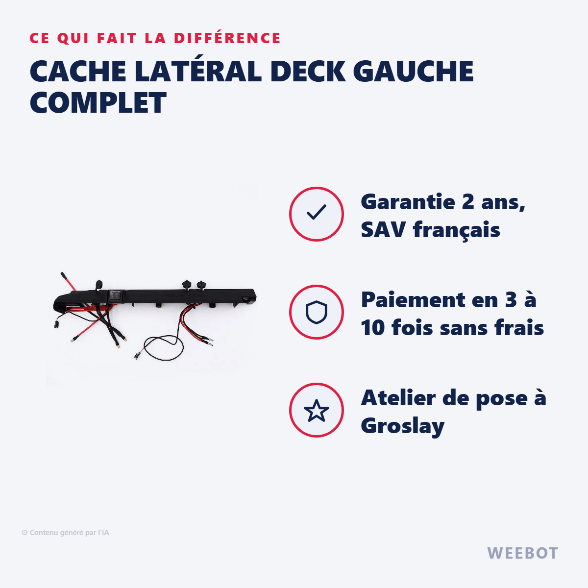 Cache Latéral Deck Gauche Complet pour Trottinette Électrique Dualtron Ultra - Weebot