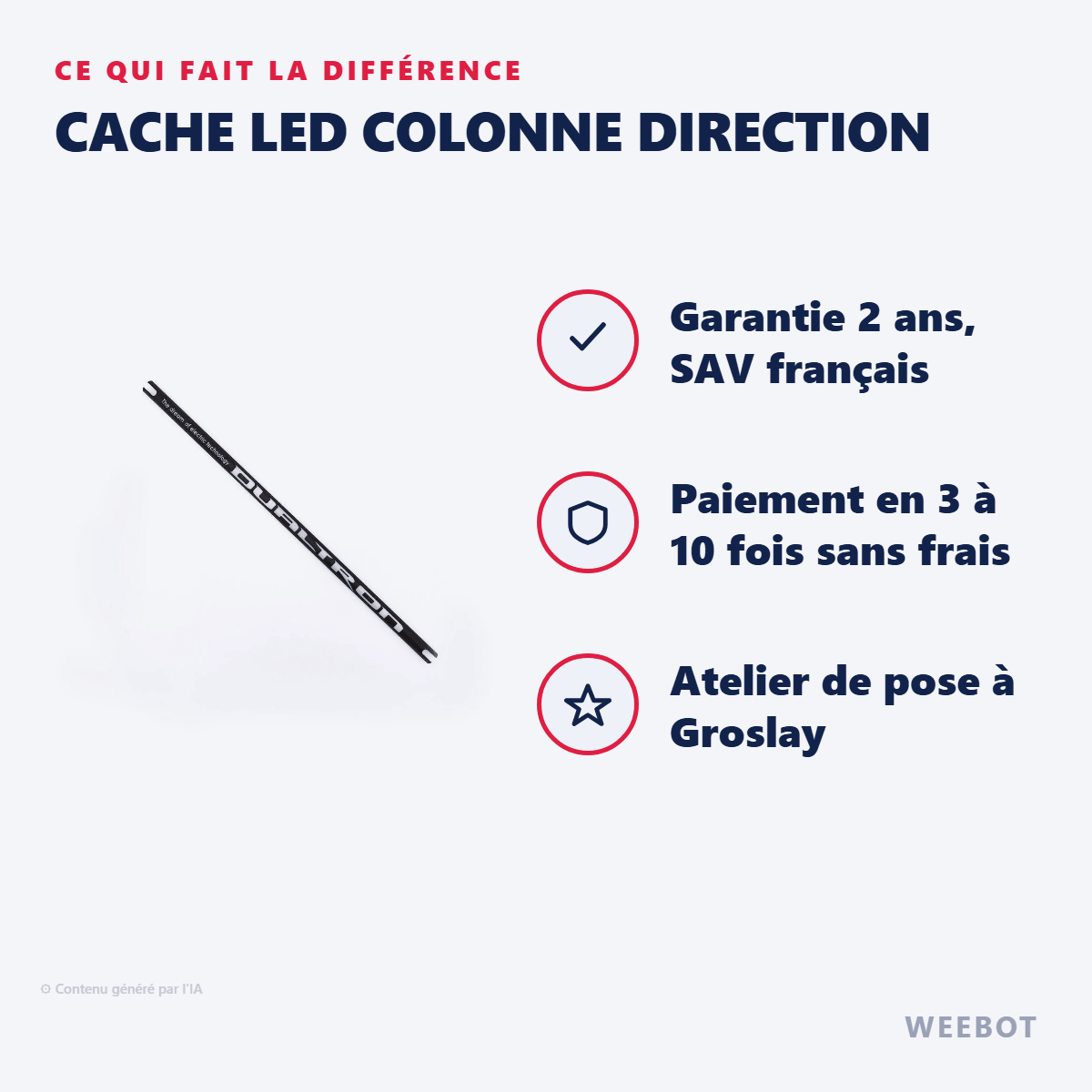 Cache LED Colonne Direction pour Trottinette Électrique Dualtron Mini 51Cm - Weebot