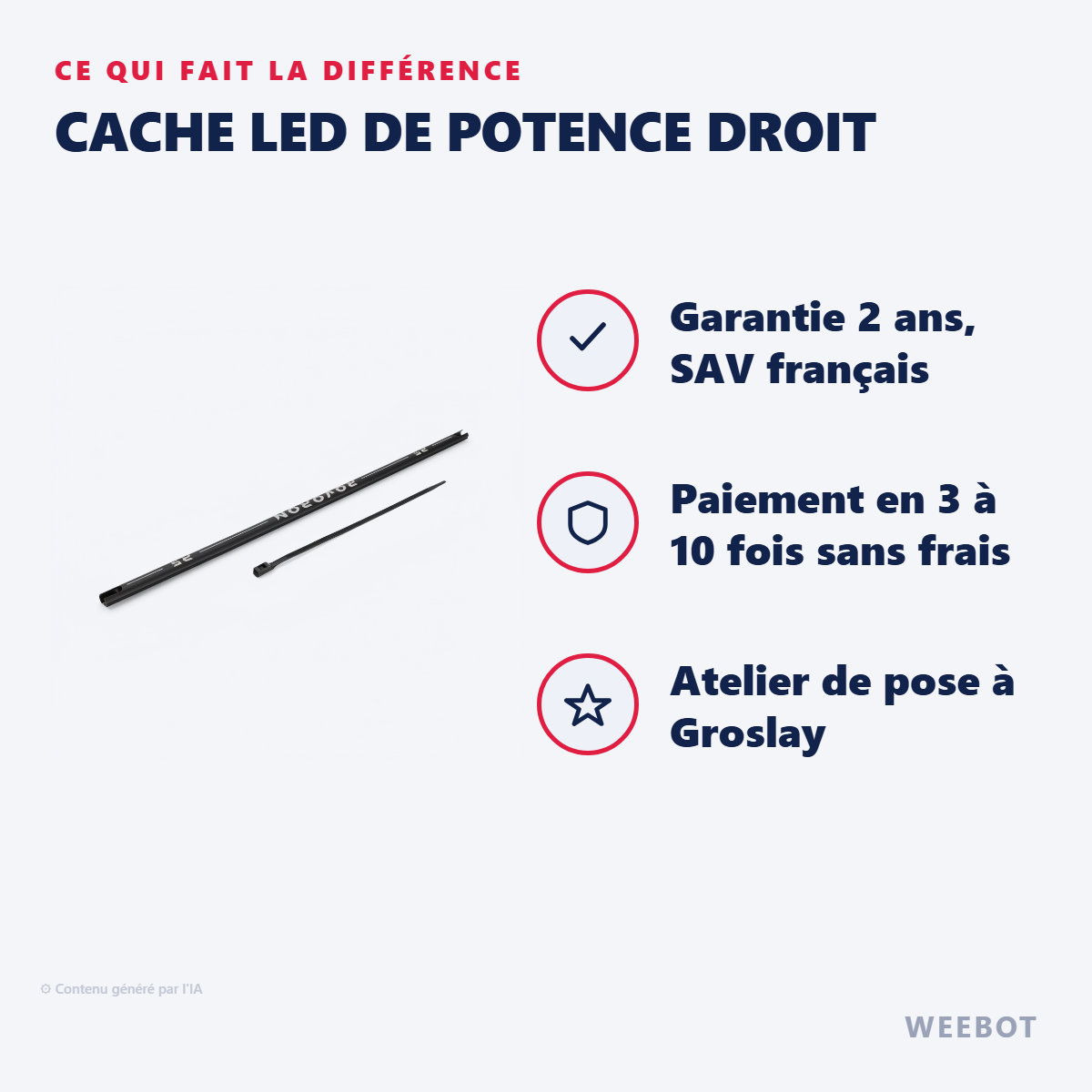 Cache LED de Potence Droit : les points forts