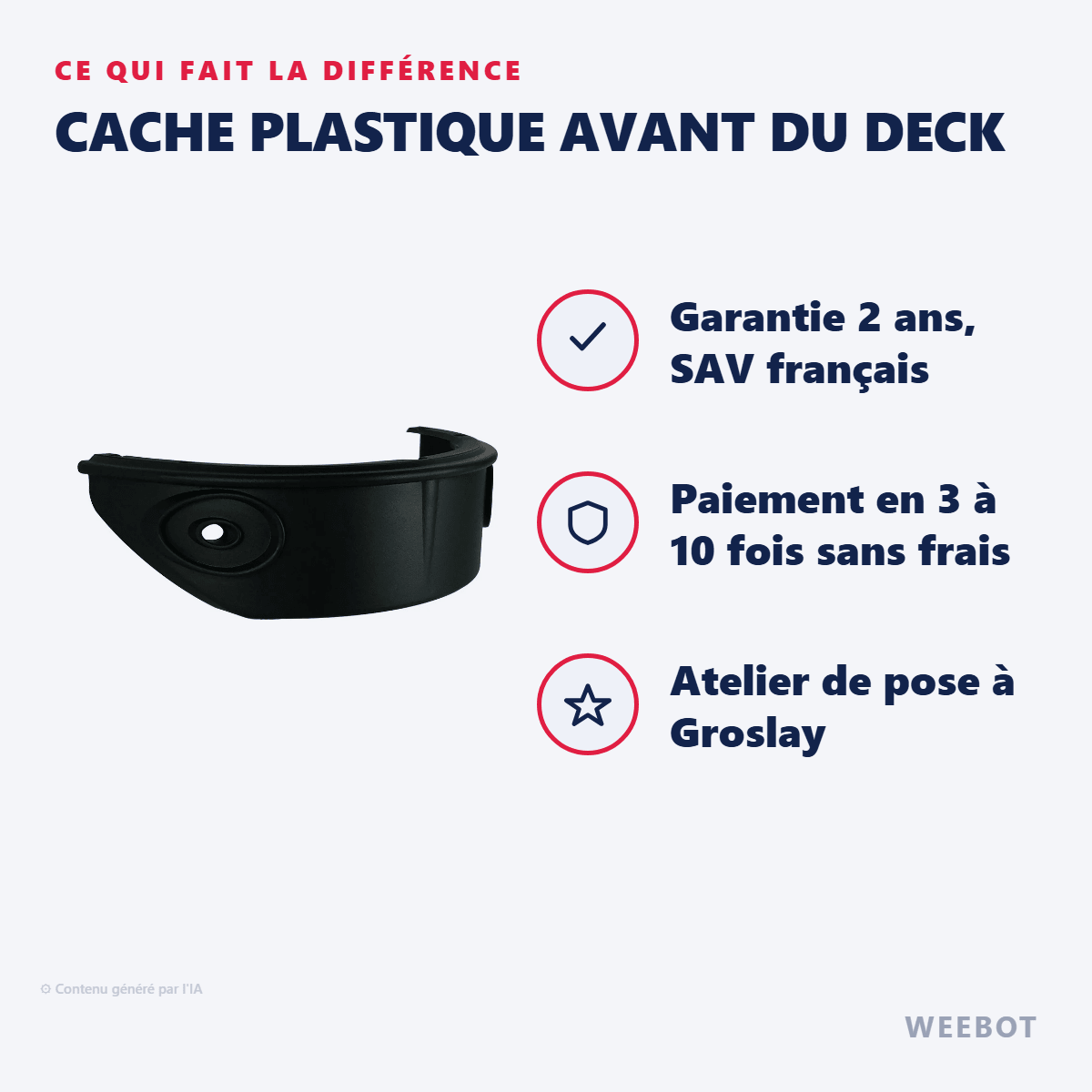 Cache Plastique Avant du Deck pour Trottinette Électrique Z9 - Weebot