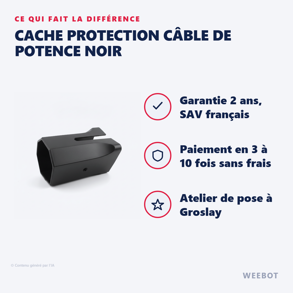 Cache Protection Câble de Potence Noir : les points forts