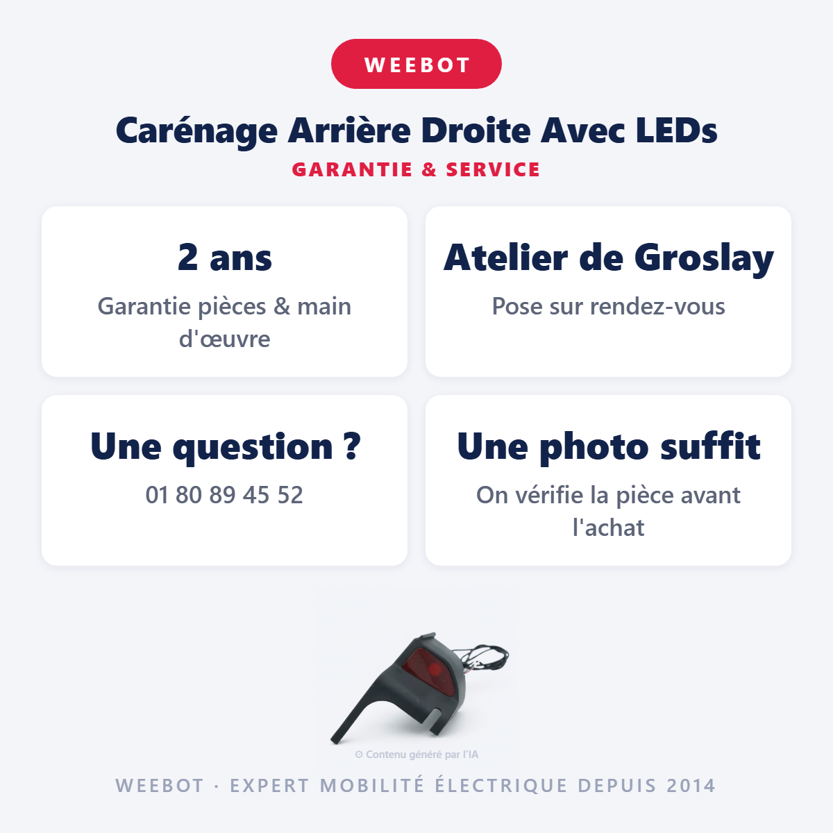Carénage Arrière Droite Avec LEDs : garantie 2 ans et service après-vente