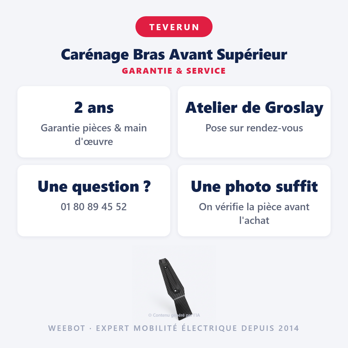 Carénage Bras Avant Supérieur : garantie 2 ans et service après-vente