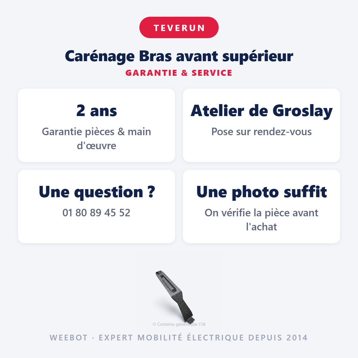 Carénage Bras avant supérieur pour Trottinette Électrique Teverun 7260R - Weebot