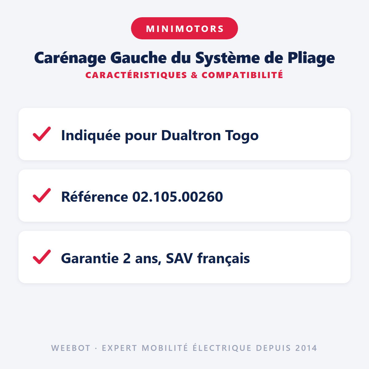 Carénage Gauche du Système de Pliage pour Trottinette Électrique Dualtron Togo - Weebot