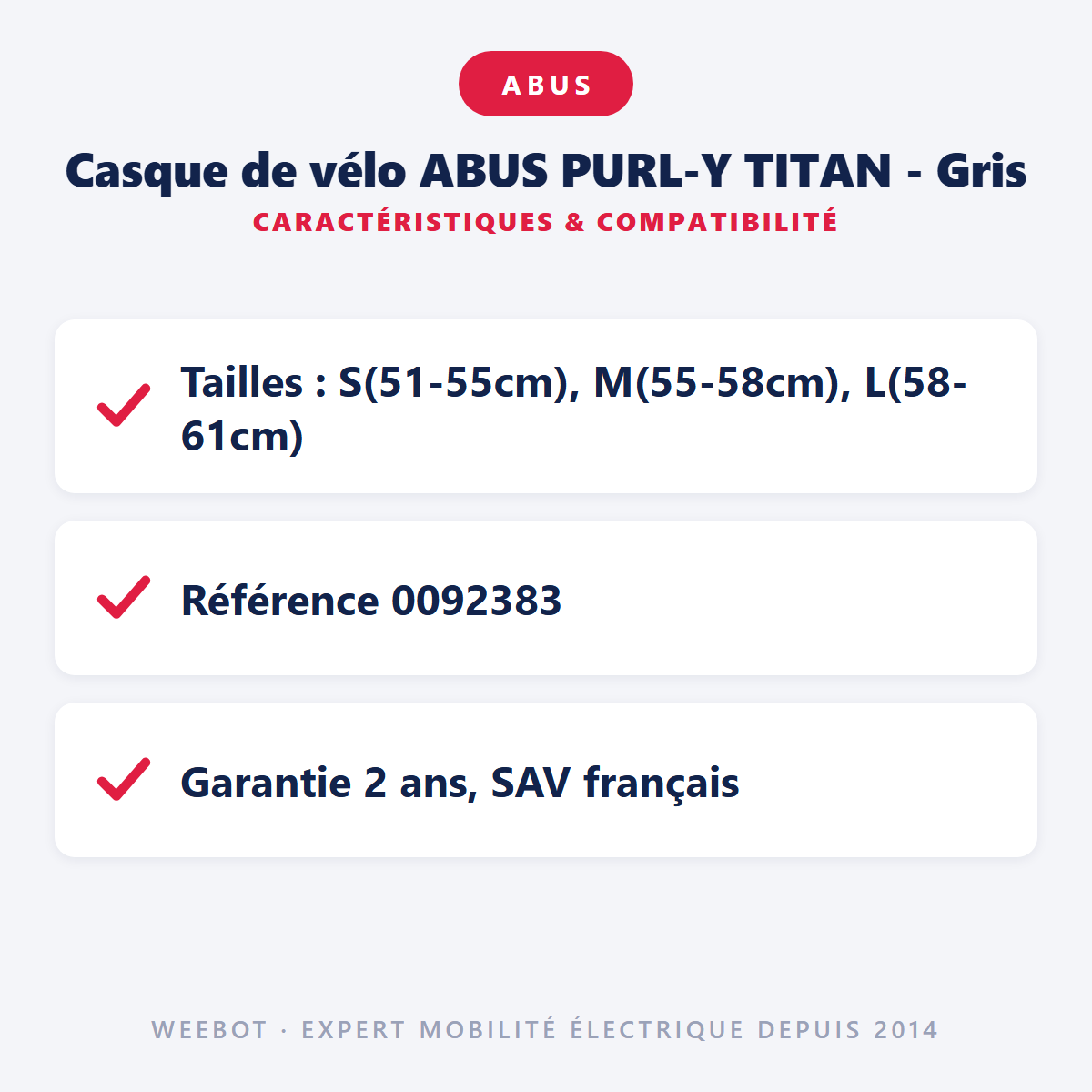 Casque de vélo ABUS PURL-Y TITAN - Gris : caractéristiques et compatibilité