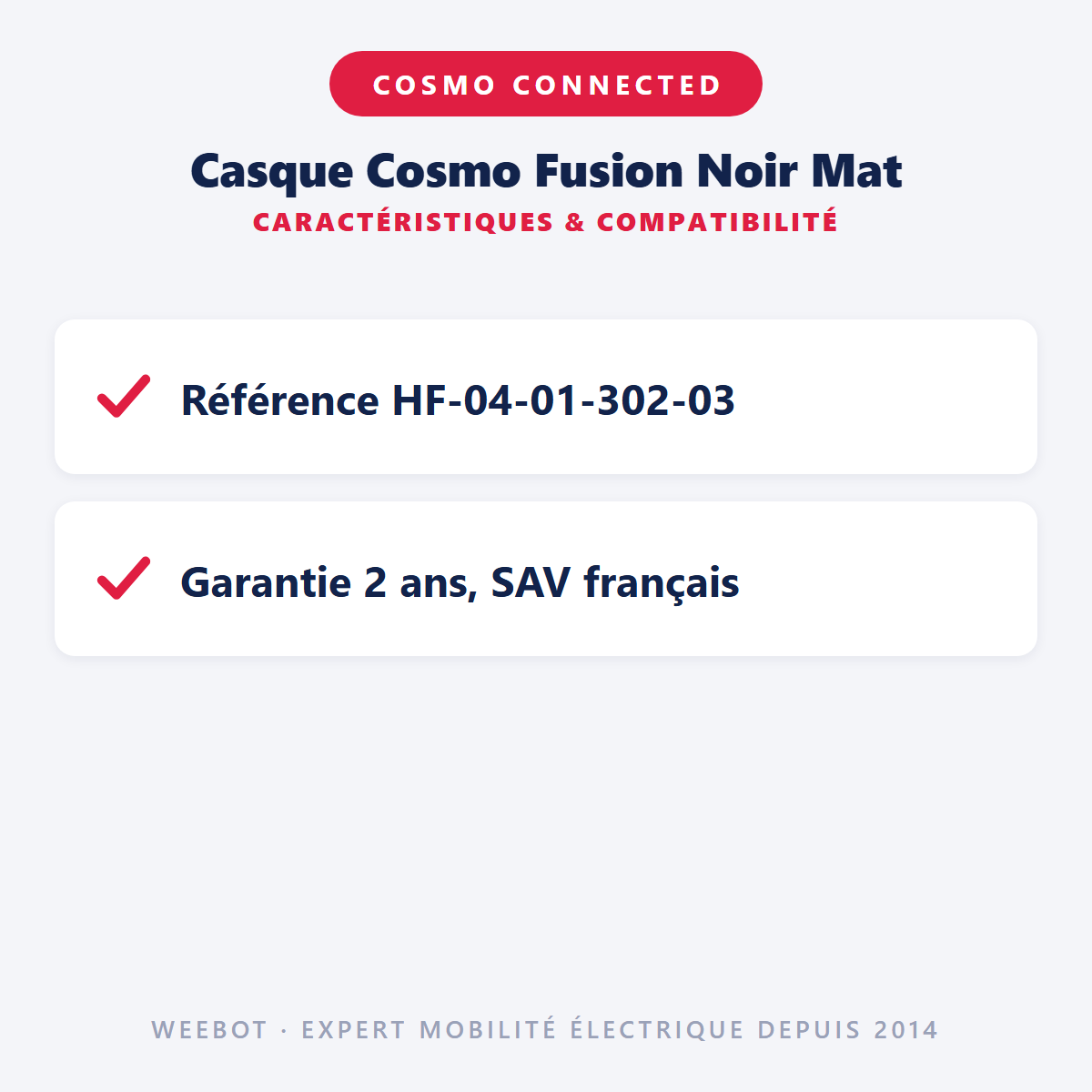 Casque Cosmo Fusion Noir Mat : caractéristiques et compatibilité