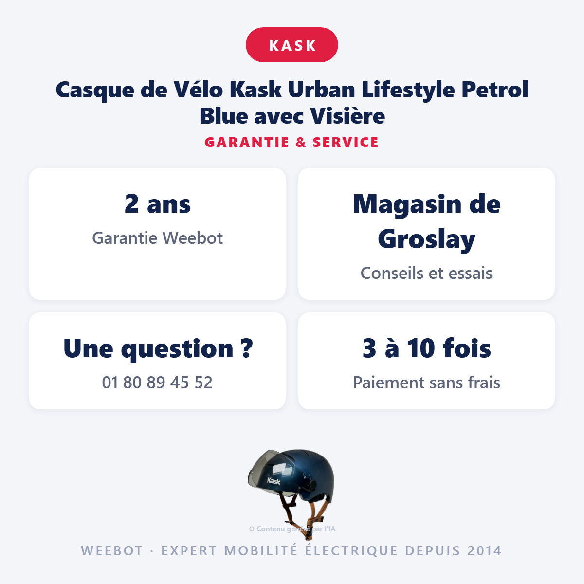 Casque de Vélo Kask Urban Lifestyle Petrol Blue avec Visière : garantie 2 ans et service après-vente