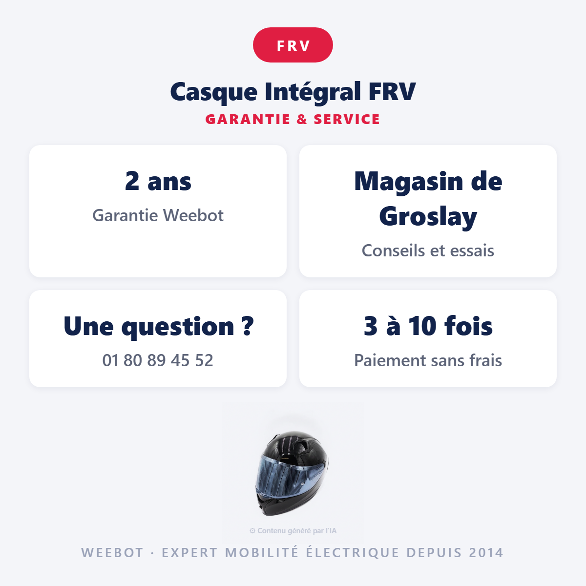 Casque Intégral FRV : garantie 2 ans et service après-vente