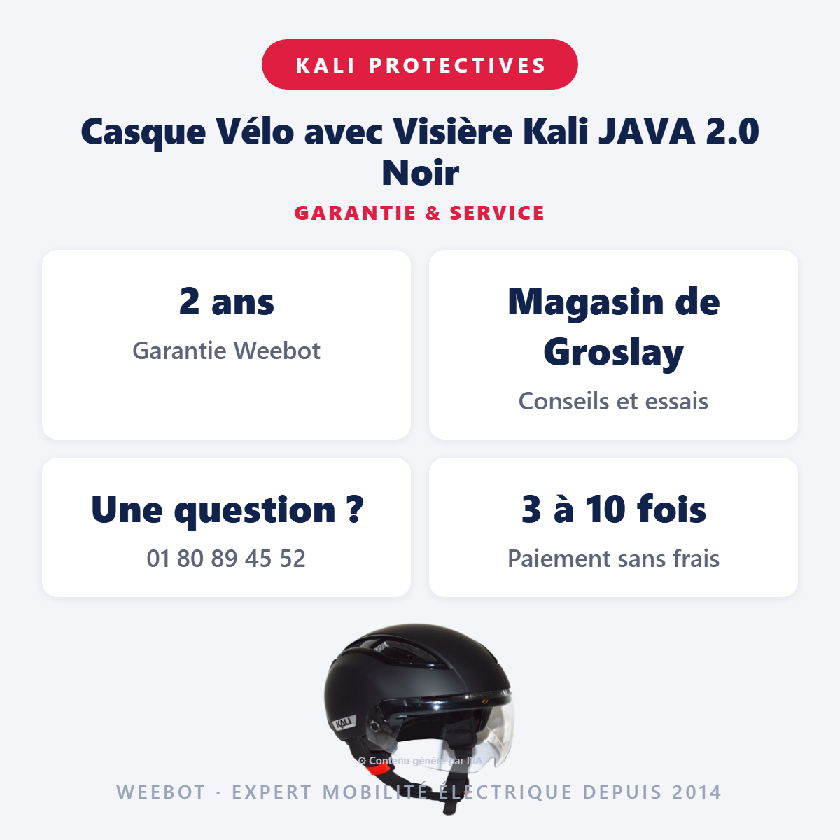Casque Vélo avec Visière Kali JAVA 2.0 Noir : garantie 2 ans et service après-vente