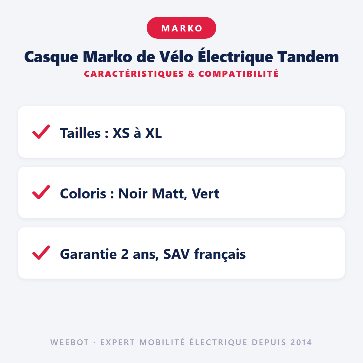 Casque Marko de Vélo Électrique Tandem : caractéristiques et compatibilité