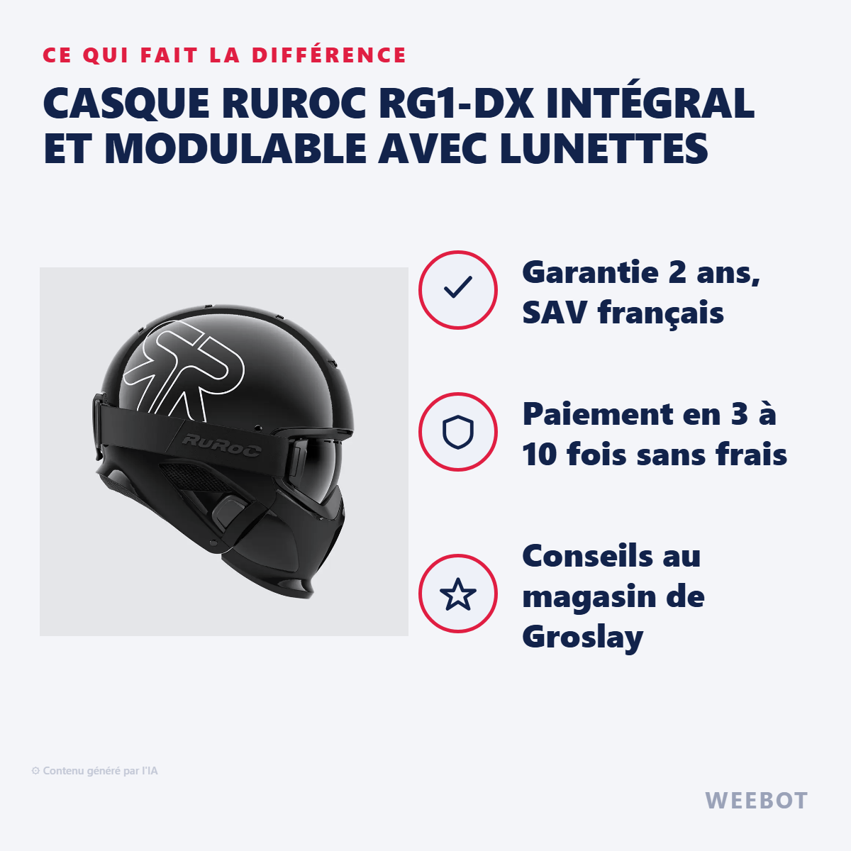 Casque Ruroc RG1-DX Intégral et Modulable avec Lunettes : les points forts