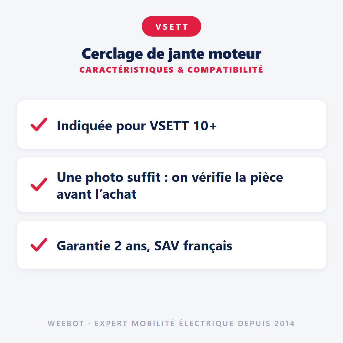 Cerclage de jante moteur pour Trottinette Électrique Vsett 10+ - Weebot