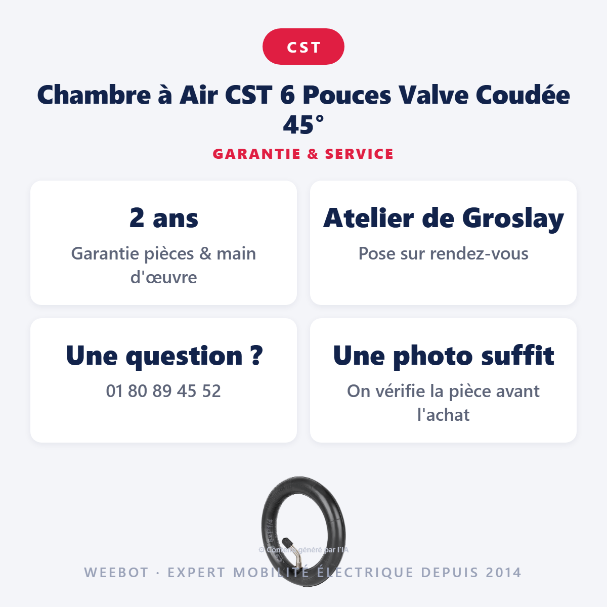 Chambre à Air CST 6 Pouces Valve Coudée 45° : garantie 2 ans et service après-vente