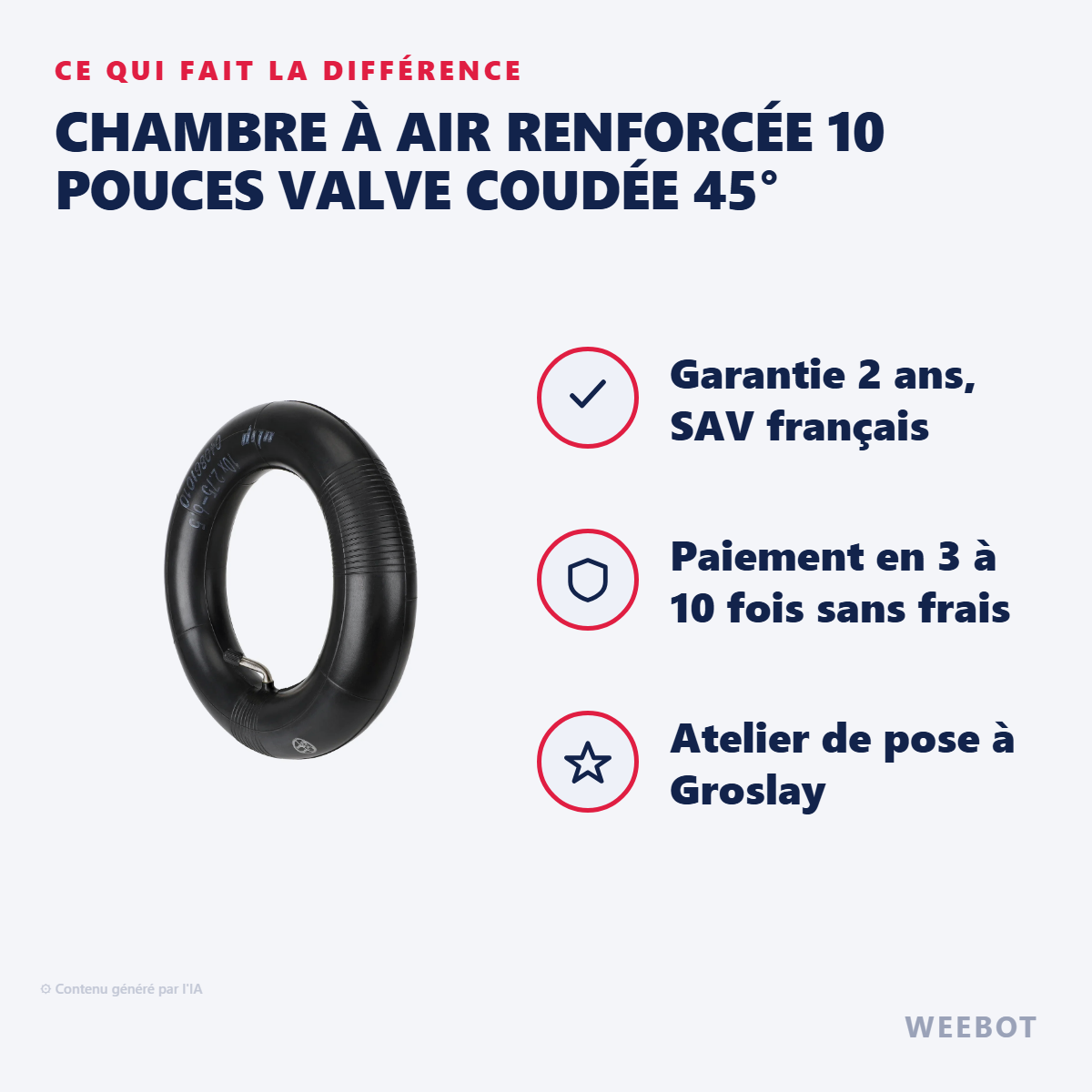 Chambre à Air Renforcée 10 Pouces Valve Coudée 45° : les points forts