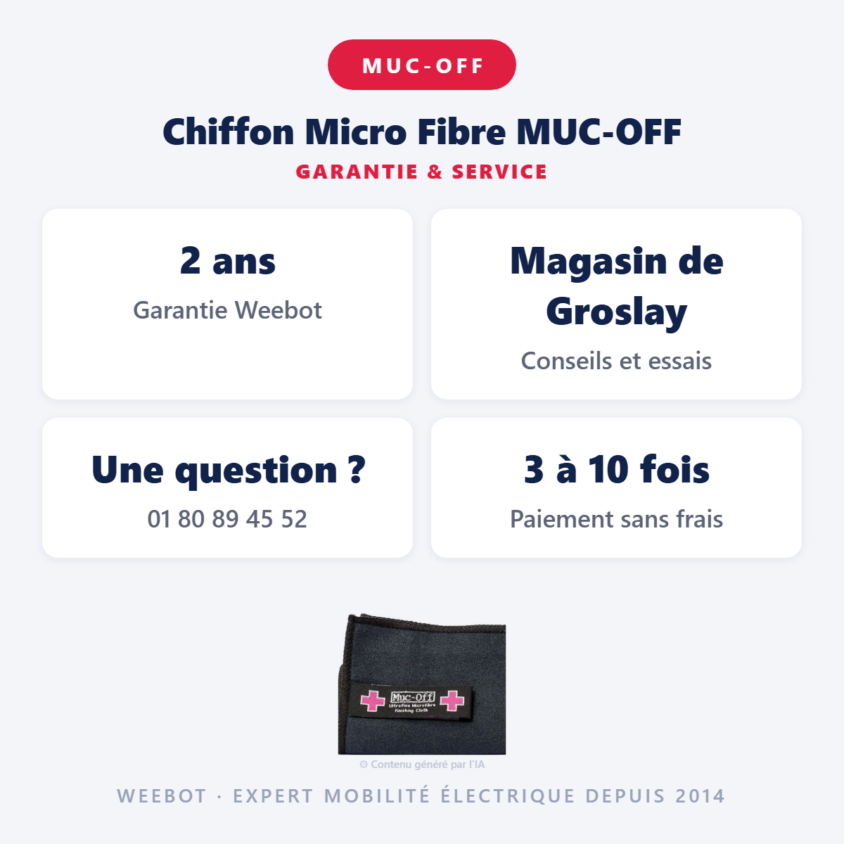 Chiffon Micro Fibre MUC-OFF : garantie 2 ans et service après-vente