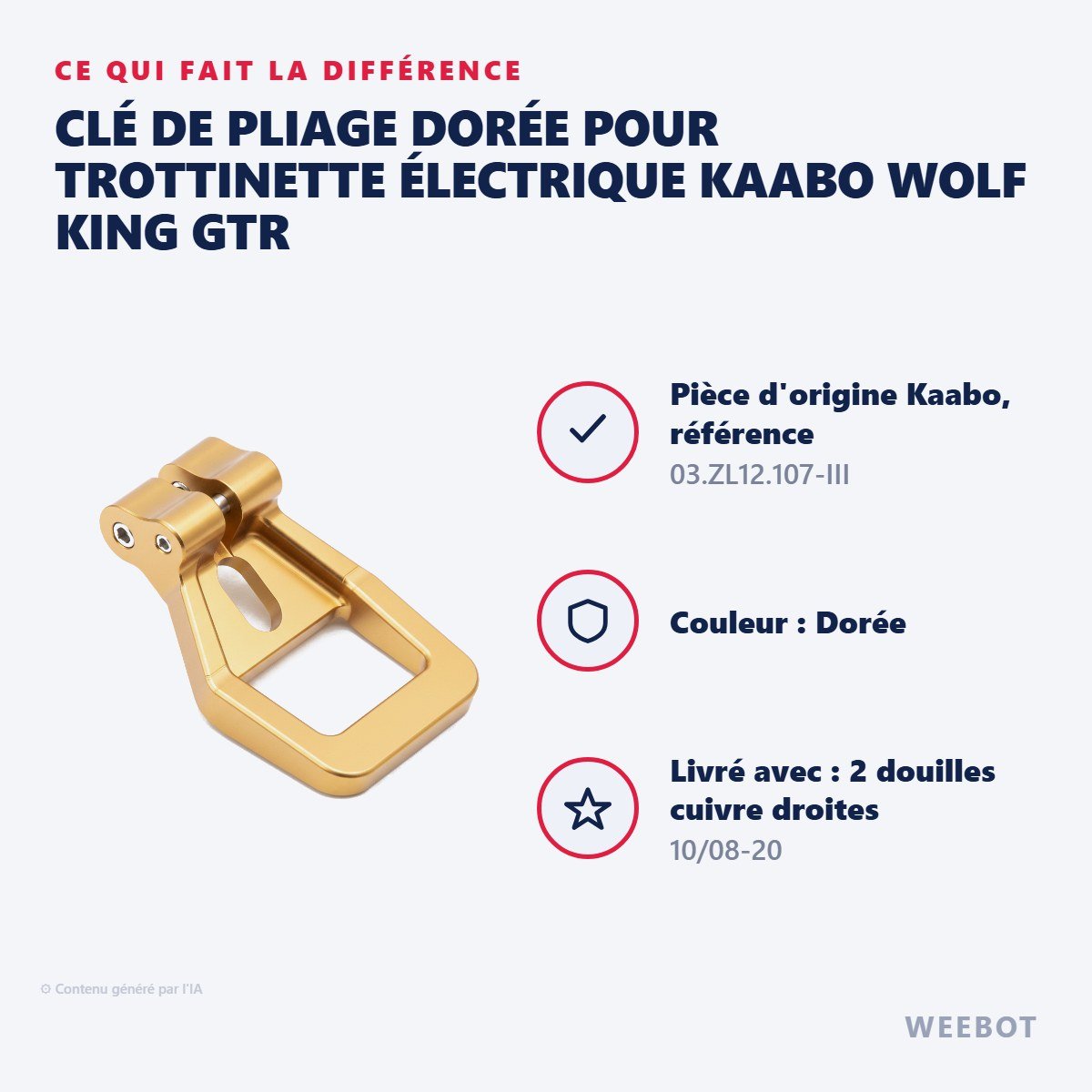 Clé de Pliage Dorée pour Trottinette Électrique Kaabo Wolf King GTR - Weebot