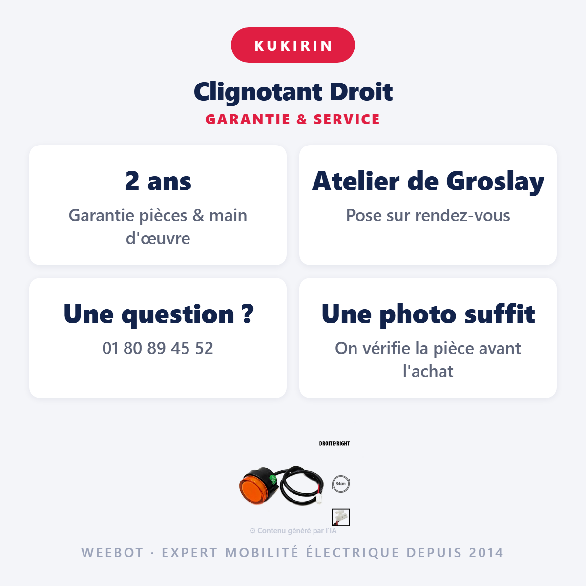 Clignotant Droit : garantie 2 ans et service après-vente