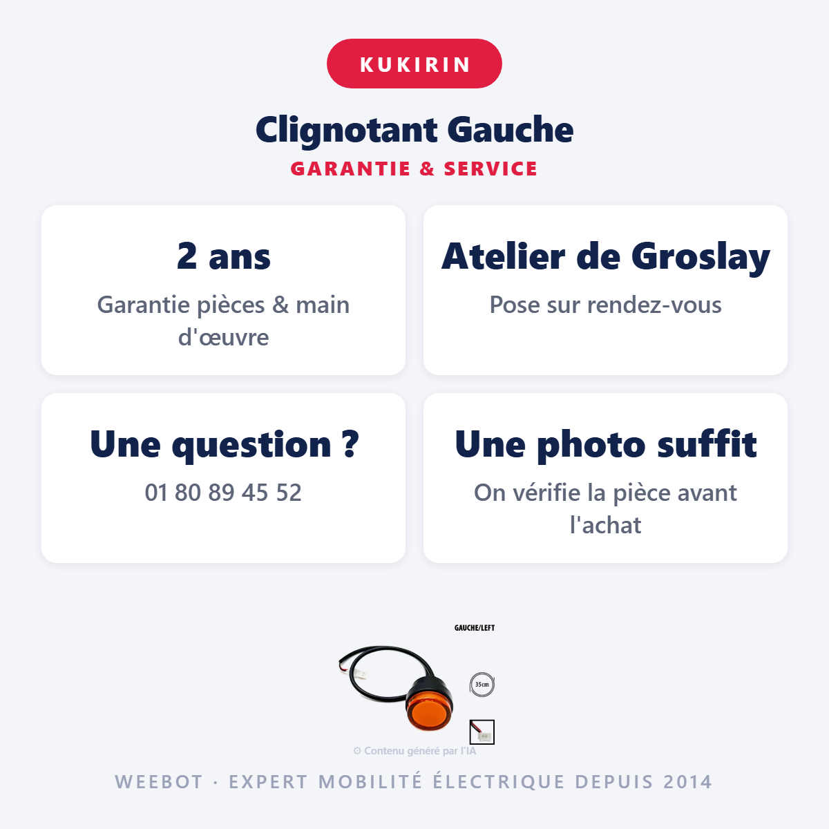 Clignotant Gauche : garantie 2 ans et service après-vente