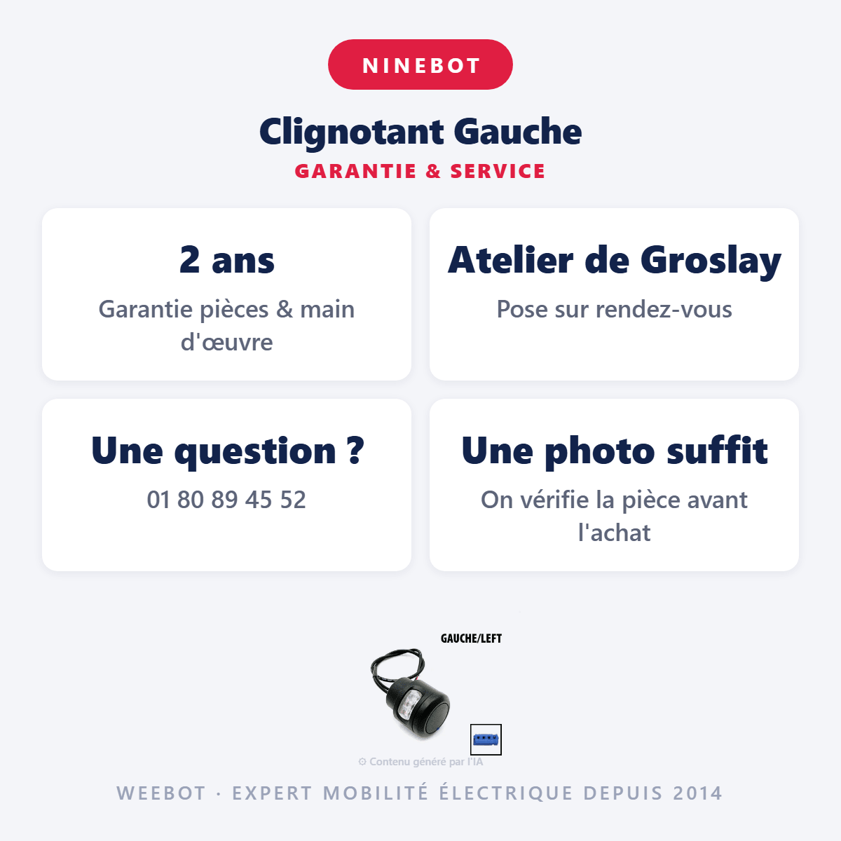 Clignotant Gauche pour Trottinette Électrique Ninebot Segway F2 / Max G2 - Weebot