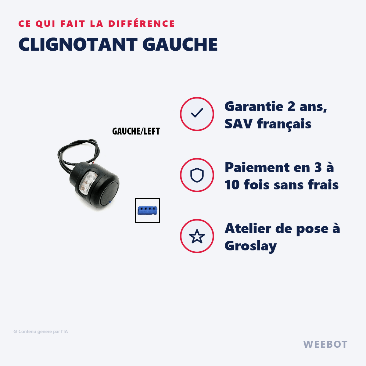 Clignotant Gauche pour Trottinette Électrique Ninebot Segway F2 / Max G2 - Weebot