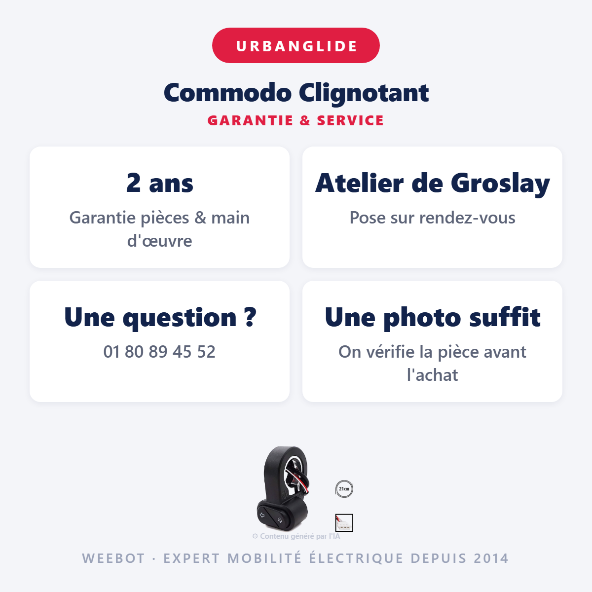 Commodo Clignotant : garantie 2 ans et service après-vente