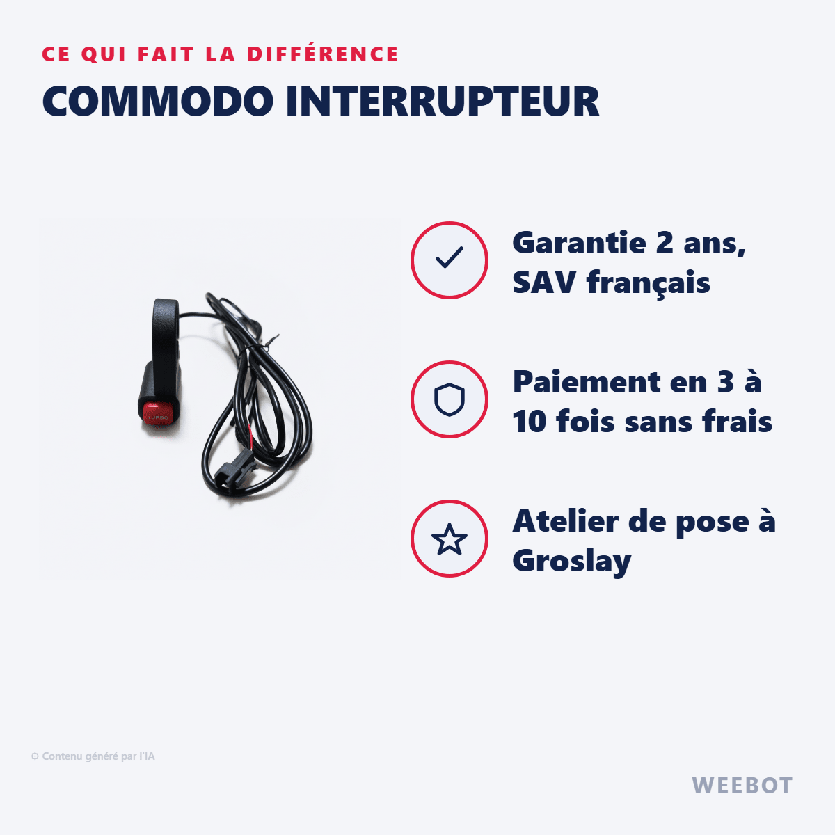 Commodo Interrupteur pour Trottinette Electrique Dualtron Thunder 3 - Weebot