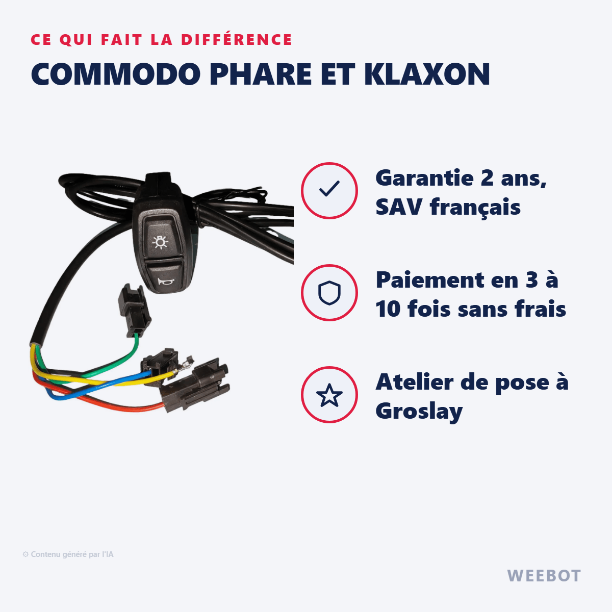 Commodo Phare et Klaxon pour Trottinette Electrique Dualtron Mini Spécial - Weebot