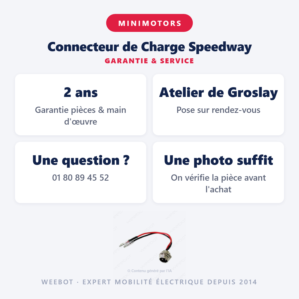 Connecteur de Charge Speedway : garantie 2 ans et service après-vente