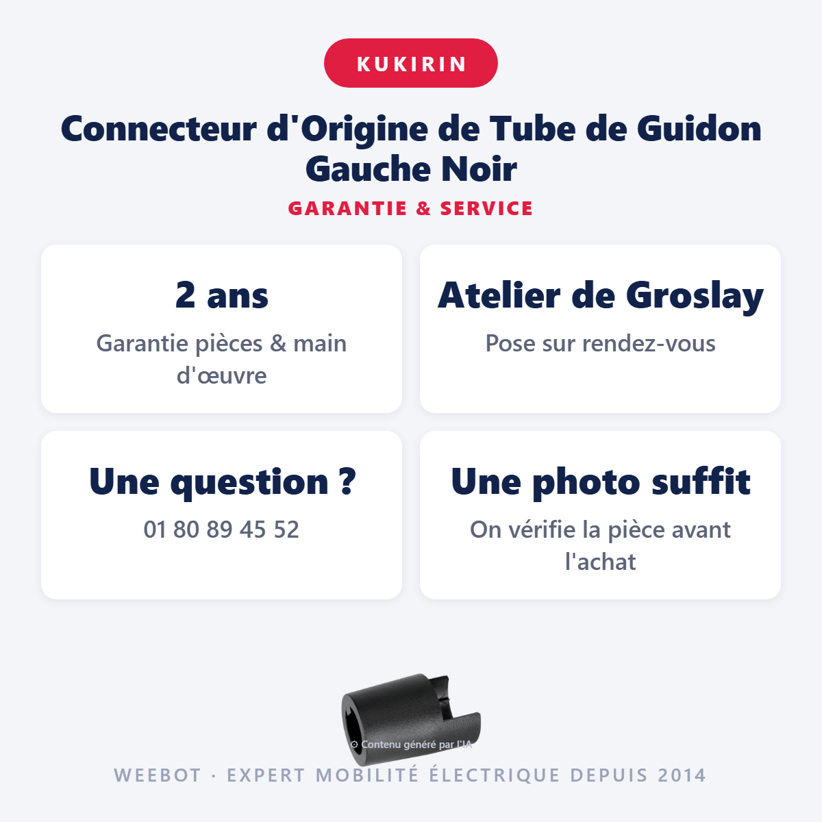 Connecteur d'Origine de Tube de Guidon Gauche Noir : garantie 2 ans et service après-vente