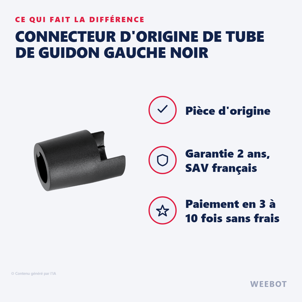 Connecteur d'Origine de Tube de Guidon Gauche Noir : les points forts