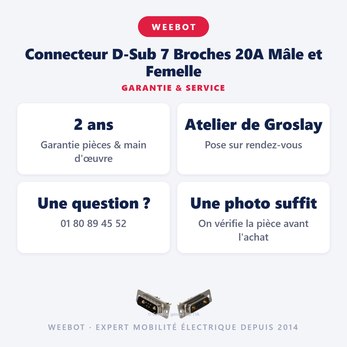 Connecteur D-Sub 7 Broches 20A Mâle et Femelle : garantie 2 ans et service après-vente