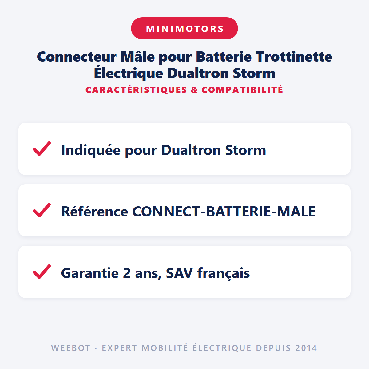 Connecteur Mâle pour Batterie Trottinette Électrique Dualtron Storm : caractéristiques et compatibilité